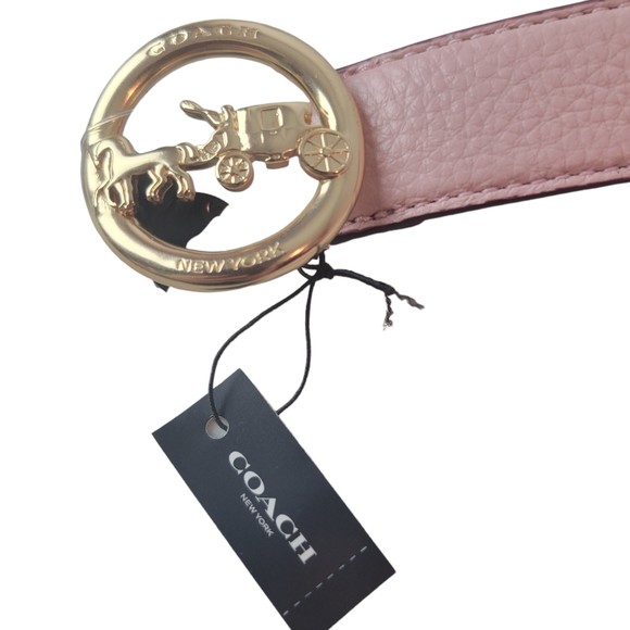 Coach 78181 Horse and Carriage SIGNATURE BUCKLE BELT 25mm Pink size XL NEW $128